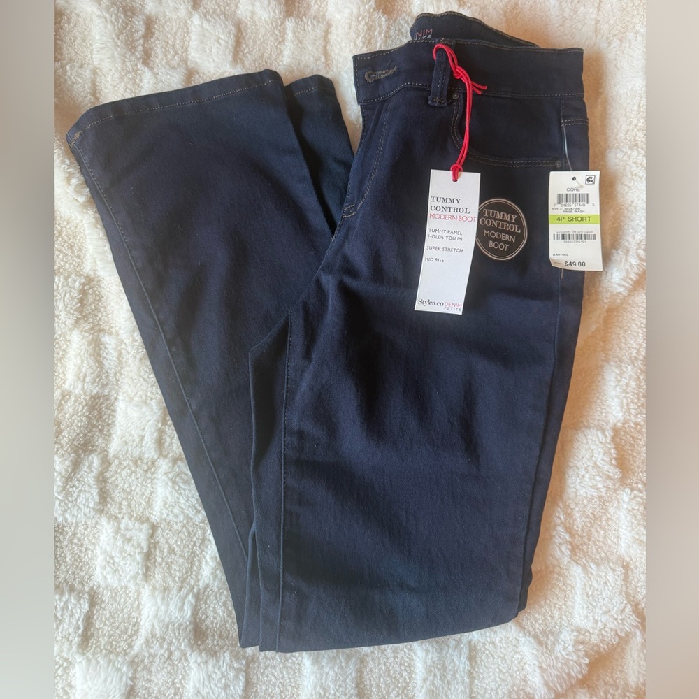 Charter Club Women's Prescott Boot Cut Jeans - Dark Blue; Size 4P